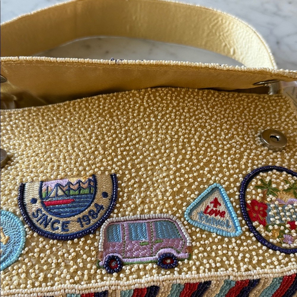 Route 66 beaded bag 10”x7”x2” red white and blue stripes. So cute!🥰 nwt - Picture 5 of 5